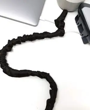 Night Lamp Cord Cover Thin-Style Faux Silk 9 ft Long Black Night Lamp Cord Cover Thin-Style Faux Silk 9 ft Long Black