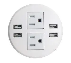 Round Desktop Multi-Devices Charging Station Power Grommet Outlet, FITS 3 1/8" - 3 1/4" 2 (TR) AC, 3 Power Outlets AC, 4 USB Charging Ports ETL Listed (4 USB/3 Power-DC-8889(White)) Round Desktop Multi-Devices Charging Station Power Grommet Outlet, FITS 3 1/8" - 3 1/4" 2 (TR) AC, 3 Power Outlets AC, 4 USB Charging Ports ETL Listed (4 USB/3 Power-DC-8889(White))