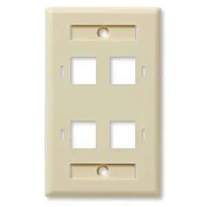Keystone Jack Wall Plate 4-Port, Low Profile, Single Gang, Ivory, 10-Pack Keystone Jack Wall Plate 4-Port, Low Profile, Single Gang, Ivory, 10-Pack