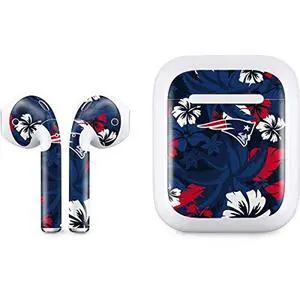 Decal Audio Skin Compatible with Apple AirPods - Officially Licensed NFL New England Patriots Tropical Print Design Decal Audio Skin Compatible with Apple AirPods - Officially Licensed NFL New England Patriots Tropical Print Design