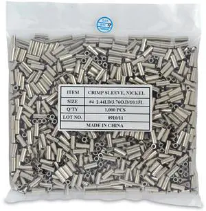 Surflon Size 4-1000-Piece Picture Wire Crimping Sleeves, Bright Surflon Size 4-1000-Piece Picture Wire Crimping Sleeves, Bright