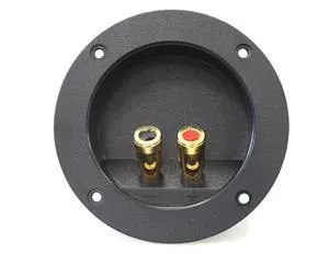 RST-450 4-Inch Round Gold Push Spring Loaded Jacks Double Binding Post Speaker Box Terminal Cup RST-450 4-Inch Round Gold Push Spring Loaded Jacks Double Binding Post Speaker Box Terminal Cup