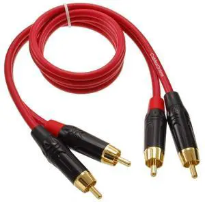 CablesOnline, 1ft. Two-RCA Male to Two-RCA Male Gold-Plated Ultra-Flexible Red Premium Audio Cable, AV-401QR CablesOnline, 1ft. Two-RCA Male to Two-RCA Male Gold-Plated Ultra-Flexible Red Premium Audio Cable, AV-401QR