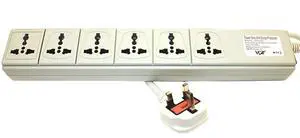 WPS-UK 220-240 Volt Universal Power Strip Surge Protector with 6 Universal Outlets 13A Max. 3250W with UK Plug WPS-UK 220-240 Volt Universal Power Strip Surge Protector with 6 Universal Outlets 13A Max. 3250W with UK Plug