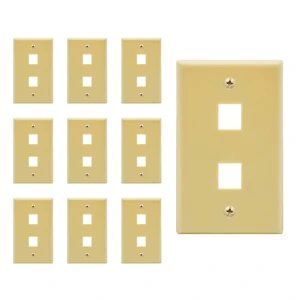 2 Port Keystone Jack Wall Plate with Smooth Face (10-Pack, Ivory) 2 Port Keystone Jack Wall Plate with Smooth Face (10-Pack, Ivory)