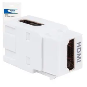 90 Degree HDMI Keystone Jack, Female to Female HDMI Coupler, Right Angle Insert for Wall Plate, HD Style, White, Single 90 Degree HDMI Keystone Jack, Female to Female HDMI Coupler, Right Angle Insert for Wall Plate, HD Style, White, Single