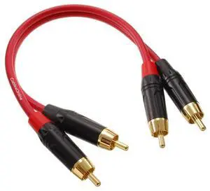 CablesOnline, 8-inches Two-RCA Male to Two-RCA Male Gold-Plated Ultra-Flexible Red Premium Audio Cable, AV-400QR CablesOnline, 8-inches Two-RCA Male to Two-RCA Male Gold-Plated Ultra-Flexible Red Premium Audio Cable, AV-400QR