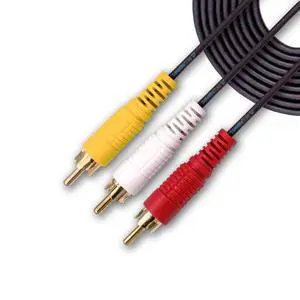 3 Male to 3 Male RCA Audio Video AV Composite Cable Universal Wire PVC Black Cord 12 feet 3 Male to 3 Male RCA Audio Video AV Composite Cable Universal Wire PVC Black Cord 12 feet