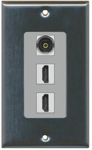 2 Port HDMI 1 Toslink Decorative Wall Plate - Stainless Steel/Gray 2 Port HDMI 1 Toslink Decorative Wall Plate - Stainless Steel/Gray