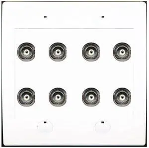 8 Port BNC Female/Female HD-SDI Jack Wall Plate - White 8 Port BNC Female/Female HD-SDI Jack Wall Plate - White