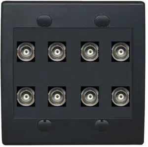 8 Port BNC Female/Female HD-SDI Jack Wall Plate - Black 8 Port BNC Female/Female HD-SDI Jack Wall Plate - Black
