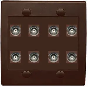 8 Port BNC Female/Female HD-SDI Jack Wall Plate - Brown 8 Port BNC Female/Female HD-SDI Jack Wall Plate - Brown