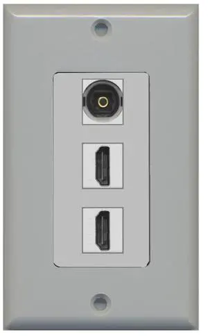 2 Port HDMI 1 Toslink Decorative Wall Plate - Gray 2 Port HDMI 1 Toslink Decorative Wall Plate - Gray