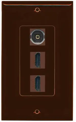 2 Port HDMI 1 Toslink Decorative Wall Plate - Brown 2 Port HDMI 1 Toslink Decorative Wall Plate - Brown