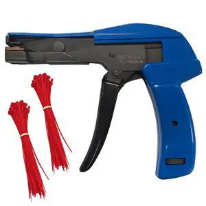 Cable Tie Gun Zip Tie Cutting and Fastening Tool with Adjustable Tension Flush Cut and 100 11" Red Nylon Cable Ties Cable Management Kit Cable Tie Gun Zip Tie Cutting and Fastening Tool with Adjustable Tension Flush Cut and 100 11" Red Nylon Cable Ties Cable Management Kit