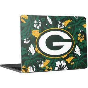 Decal Laptop Skin Compatible with MacBook Air 13in M4 (2025) - Officially Licensed NFL Green Bay Packers Tropical Print Design Decal Laptop Skin Compatible with MacBook Air 13in M4 (2025) - Officially Licensed NFL Green Bay Packers Tropical Print Design