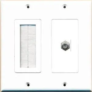 Mesh Brush Coax Cable TV Wall Plate Dual 2 Gang Decorative White Mesh Brush Coax Cable TV Wall Plate Dual 2 Gang Decorative White