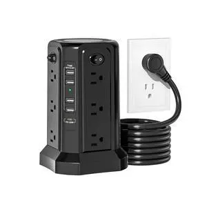 Surge Protector Power Strip Tower with USB C(PD18W) Port,Tower Outlets with 4 USB A Ports, Flat Plug 6.56 FT Extension Cord with 12 AC Multiple Outlets Surge Protector Power Strip Tower with USB C(PD18W) Port,Tower Outlets with 4 USB A Ports, Flat Plug 6.56 FT Extension Cord with 12 AC Multiple Outlets