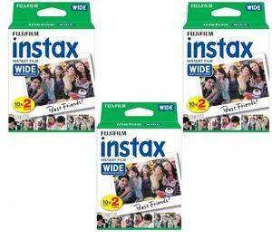 Instax Wide Instant Film Twin Pack - 3 Wide Pack (60 Sheets) Instax Wide Instant Film Twin Pack - 3 Wide Pack (60 Sheets)