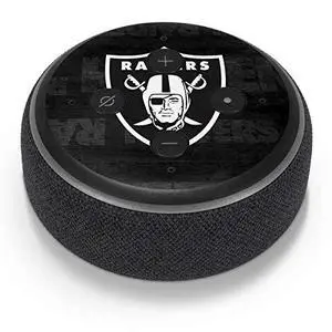 Decal Audio Skin Compatible with Amazon Echo Dot 3 - Officially Licensed NFL Las Vegas Raiders Black & White Design Decal Audio Skin Compatible with Amazon Echo Dot 3 - Officially Licensed NFL Las Vegas Raiders Black & White Design