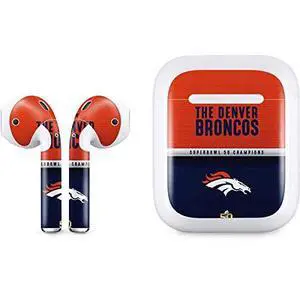 Decal Audio Skin Compatible with Apple AirPods - Officially Licensed NFL Denver Broncos Super Bowl 50 Champions Design Decal Audio Skin Compatible with Apple AirPods - Officially Licensed NFL Denver Broncos Super Bowl 50 Champions Design