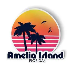 Amelia Island Florida - Vinyl Sticker - Large Size, 11 in Amelia Island Florida - Vinyl Sticker - Large Size, 11 in