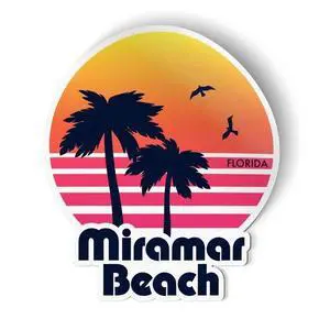 Miramar Beach Florida - Vinyl Sticker - Large Size, 11 in Miramar Beach Florida - Vinyl Sticker - Large Size, 11 in