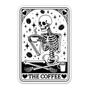 The Coffee Tarot Sticker - Caffeine Lover Skeleton Decal - Large - 12 in | For Car, Wall, Indoor or Outdoor, Waterproof The Coffee Tarot Sticker - Caffeine Lover Skeleton Decal - Large - 12 in | For Car, Wall, Indoor or Outdoor, Waterproof