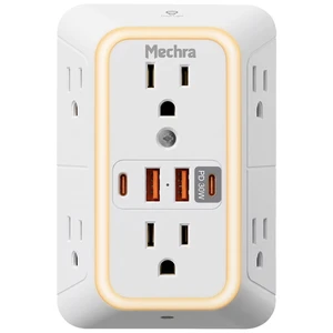 10-in-1 Wall Outlet Extender with 30W PD Fast Charging, Multi Plug Surge Protector (1050J) with Night Light, 6 Wide Spaced AC Outlets, 4 USB Ports, Wall Charger for Home Office Travel 10-in-1 Wall Outlet Extender with 30W PD Fast Charging, Multi Plug Surge Protector (1050J) with Night Light, 6 Wide Spaced AC Outlets, 4 USB Ports, Wall Charger for Home Office Travel
