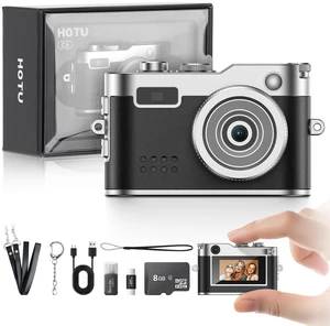 Mini Digital Camera, Keychain Camera 1080P HD with 2MP Lens, Flash, Video Recording, 8G Card Included, Portable and Compact Retro Vlog Camera for Travel, Kids, Black Mini Digital Camera, Keychain Camera 1080P HD with 2MP Lens, Flash, Video Recording, 8G Card Included, Portable and Compact Retro Vlog Camera for Travel, Kids, Black