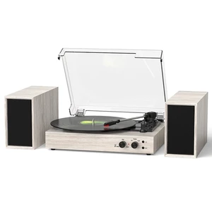 Vinyl Record Player with 2 External Speakers, PC Recording, Oak 3-speed belt-drive turntable, Bluetooth input, RCA/AUX/headphone, vintage home audio for bedrooms, living rooms and gifts Vinyl Record Player with 2 External Speakers, PC Recording, Oak 3-speed belt-drive turntable, Bluetooth input, RCA/AUX/headphone, vintage home audio for bedrooms, living rooms and gifts