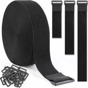 2In x 20Ft Cinch Straps Nylon Heavy Duty with 25 Buckles, Cut to Length, Black Hook and Loop Straps, Reusable Long Cable Ties for Storage and Cord Organizer 2In x 20Ft Cinch Straps Nylon Heavy Duty with 25 Buckles, Cut to Length, Black Hook and Loop Straps, Reusable Long Cable Ties for Storage and Cord Organizer