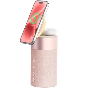 Bluetooth Speaker, Night Light, 15W Magnetic Fast Charging for Apple, Pink 2 in 1 Wireless Charging Station for iPhone 17/16/15/14/13/12 Series, AirPods Pro 2/4/3/2Gift Ideal Bluetooth Speaker, Night Light, 15W Magnetic Fast Charging for Apple, Pink 2 in 1 Wireless Charging Station for iPhone 17/16/15/14/13/12 Series, AirPods Pro 2/4/3/2Gift Ideal