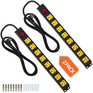 8 Outlet Metal Heavy Duty Long Power Strip, 2100J Surge Protector with 6 FT Extension Cord, Wide Spaced and Wall Mount Powerstrip for Home, Industrial, Workshop & Garage (2 Pack 6FT) 8 Outlet Metal Heavy Duty Long Power Strip, 2100J Surge Protector with 6 FT Extension Cord, Wide Spaced and Wall Mount Powerstrip for Home, Industrial, Workshop & Garage (2 Pack 6FT)