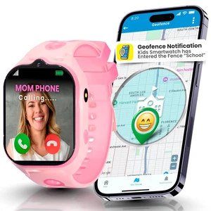 Smart Watch for Kids With GPS Tracker, Video & Audio Call, SOS Alerts, HD Camera, School Mode, Parental Control, Kids Smart Watch With Preinstalled SIM Card, Safe Phone Watch for Boys & Girls (Pink) Smart Watch for Kids With GPS Tracker, Video & Audio Call, SOS Alerts, HD Camera, School Mode, Parental Control, Kids Smart Watch With Preinstalled SIM Card, Safe Phone Watch for Boys & Girls (Pink)
