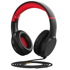 Kids Headphones with 3.5mm Laced Cables, Children & Teens Over The Ear Foldable Adjustable Headset w/Built-in Mic for Smartphones/PC/Tablet/Laptop/School (Max Volume 85dB) - Black/Red Kids Headphones with 3.5mm Laced Cables, Children & Teens Over The Ear Foldable Adjustable Headset w/Built-in Mic for Smartphones/PC/Tablet/Laptop/School (Max Volume 85dB) - Black/Red