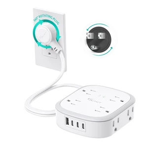 360° Rotating Flat Plug Surge Protector Power Strip, 1 FT Extension Cord 8 AC Outlets and 4 USB Ports (3 USB C), Wall Mount, Outlet Extender with Power Switch, Home Office Dorm Essentials, White 360° Rotating Flat Plug Surge Protector Power Strip, 1 FT Extension Cord 8 AC Outlets and 4 USB Ports (3 USB C), Wall Mount, Outlet Extender with Power Switch, Home Office Dorm Essentials, White