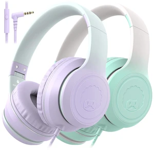 L22 2Pcs Foldable Wired Headphones for Kids Girls Boys with Mic Stereo 3.5mm Corded Head phones for School Classroom Airplane Chromebooks Computer Laptop Phones (Purple+Teal) L22 2Pcs Foldable Wired Headphones for Kids Girls Boys with Mic Stereo 3.5mm Corded Head phones for School Classroom Airplane Chromebooks Computer Laptop Phones (Purple+Teal)