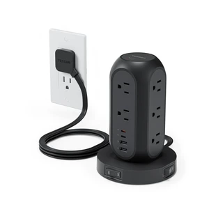 Surge Protector Power Strip with 1050J, Individual Switches, 6 Ft 11 Outlets, 4 USB Ports (2 USB C), Flat Extension Cord, 20W Charging Station for Multiple Devices, for Office, Dorm Room Surge Protector Power Strip with 1050J, Individual Switches, 6 Ft 11 Outlets, 4 USB Ports (2 USB C), Flat Extension Cord, 20W Charging Station for Multiple Devices, for Office, Dorm Room