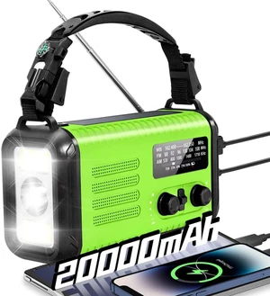 Emergency Crank Radio, 20000mAh Solar Hand Crank Weather Radio NOAA/AM/FM 74000mWh Battery Powered Radio with Cell Phone Charger, Reading Lamp, Flashlight & SOS for Emergencies/Home (LightGreen) Emergency Crank Radio, 20000mAh Solar Hand Crank Weather Radio NOAA/AM/FM 74000mWh Battery Powered Radio with Cell Phone Charger, Reading Lamp, Flashlight & SOS for Emergencies/Home (LightGreen)