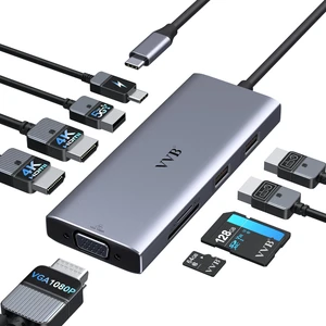 Laptop Docking Station 3 Monitor USB C Docking Station Dual Monitor Adapter USB C Hub Multiple Adapter Dongle with 2 HDMI 4K+VGA+100W PD Charger+3 USB Port+SD/TF Card Reader for Lenovo Dell HP Laptop Laptop Docking Station 3 Monitor USB C Docking Station Dual Monitor Adapter USB C Hub Multiple Adapter Dongle with 2 HDMI 4K+VGA+100W PD Charger+3 USB Port+SD/TF Card Reader for Lenovo Dell HP Laptop
