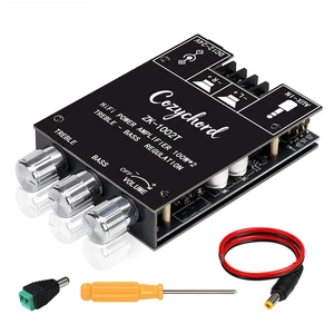 ZK-1002T Bluetooth 5.0 Stereo Amplifier Board, 200W HiFi 2.0 Channel Mini Audio Amp Module with Treble & Bass Control, AUX Input, DC 12V-24V for DIY Speakers,Home Audio ZK-1002T Bluetooth 5.0 Stereo Amplifier Board, 200W HiFi 2.0 Channel Mini Audio Amp Module with Treble & Bass Control, AUX Input, DC 12V-24V for DIY Speakers,Home Audio