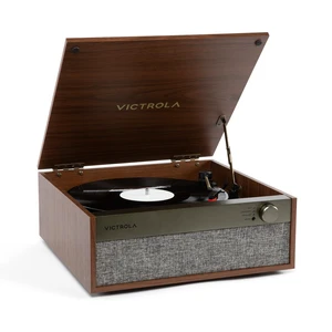 Century Core - 3-in-1 Bluetooth Record Player - Walnut 3-Speed turntable, 2-way Bluetooth (in and out), built-in stereo speakers, headphone and RCA outputs Century Core - 3-in-1 Bluetooth Record Player - Walnut 3-Speed turntable, 2-way Bluetooth (in and out), built-in stereo speakers, headphone and RCA outputs
