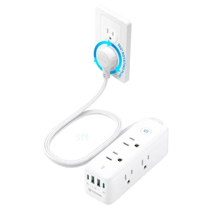 Surge Protector Power Strip with 360 Rotating Flat Plug, White 3ft Extension Cord, 6 Widely Spaced Outlets and 2 USB-C PD20W Ports, 1440J Surge Protector for Home Office Dorm Essentials Surge Protector Power Strip with 360 Rotating Flat Plug, White 3ft Extension Cord, 6 Widely Spaced Outlets and 2 USB-C PD20W Ports, 1440J Surge Protector for Home Office Dorm Essentials