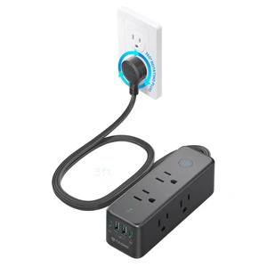 Surge Protector Power Strip with 360 Rotating Flat Plug, Black Flat Extension Cord 3ft, 6 Widely Spaced Outlets and 2 USB-C PD20W Ports, 1440J Surge Protector for Home Office Dorm Surge Protector Power Strip with 360 Rotating Flat Plug, Black Flat Extension Cord 3ft, 6 Widely Spaced Outlets and 2 USB-C PD20W Ports, 1440J Surge Protector for Home Office Dorm