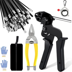 Stainless Steel Cable Tie Gun & 100pcs 12in Black Metal Zip Ties Self-Locking, UV & Corrosion Resistant Stainless Steel Zip Ties for fence repair, Exhaust Wrap, Chicken Coop, Pipe, Farm Use Stainless Steel Cable Tie Gun & 100pcs 12in Black Metal Zip Ties Self-Locking, UV & Corrosion Resistant Stainless Steel Zip Ties for fence repair, Exhaust Wrap, Chicken Coop, Pipe, Farm Use