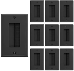 Brush Wall Plate (10 Pack), Cable Pass Through Plate, Black Insert for Low Voltage Cables Wires, Single Gang Cable Access Strap, Wall Socket for HDTV, Home Theater Systems Brush Wall Plate (10 Pack), Cable Pass Through Plate, Black Insert for Low Voltage Cables Wires, Single Gang Cable Access Strap, Wall Socket for HDTV, Home Theater Systems