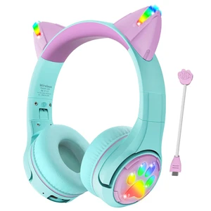 CF9 Cat Ear Kids Bluetooth Headphones with LED Light Up,Safe 85dB Volume Limit,Built-in Mic&Boom Mic for Calls,Kids Wireless&Wired Headphones for Tablet/Airplane/School/Online Learning (Green) CF9 Cat Ear Kids Bluetooth Headphones with LED Light Up,Safe 85dB Volume Limit,Built-in Mic&Boom Mic for Calls,Kids Wireless&Wired Headphones for Tablet/Airplane/School/Online Learning (Green)