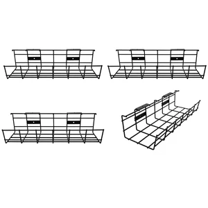 Under Desk Cable Management- 4 Pack Cord Organizer. Metal Wire Cable Management Tray for Office, Studio and Home. Super Sturdy Under Table Cable Managements - Black Cable Organizer Under Desk Cable Management- 4 Pack Cord Organizer. Metal Wire Cable Management Tray for Office, Studio and Home. Super Sturdy Under Table Cable Managements - Black Cable Organizer