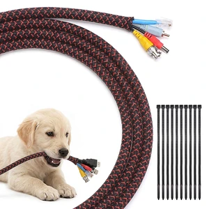 10ft - 1/2 inch Cord Protectors from Pets no Chew, BlackRed Split Cable Management Sleeves, Wire Loom Tubing for TV USB Cord Protector, Cord Covers for Pets Bite-Resistant 10ft - 1/2 inch Cord Protectors from Pets no Chew, BlackRed Split Cable Management Sleeves, Wire Loom Tubing for TV USB Cord Protector, Cord Covers for Pets Bite-Resistant